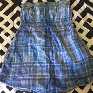 Plaid strapless top